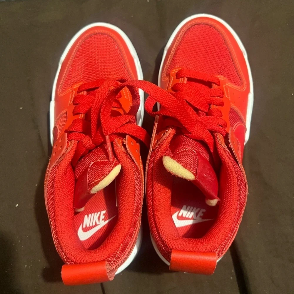 Nike Red and White Athletic Shoes Dunk Low Disruptive fits kids size 4.5 new